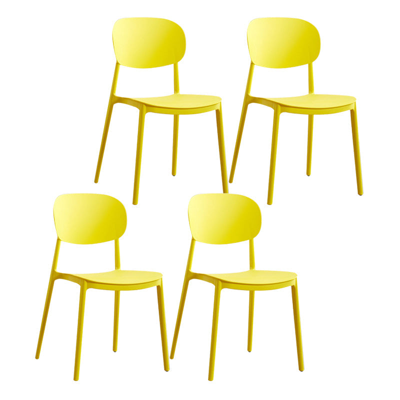 Scandinavian Plastic Kitchen Dining Chair Armless Open Back Chair Yellow Set of 4 Clearhalo 'Dining Chairs' 'Dining Tables & Seating' 'dining_chair' 'Furniture' 'furniture_dining_chair' 'Kitchen & Dining Furniture' 4978805