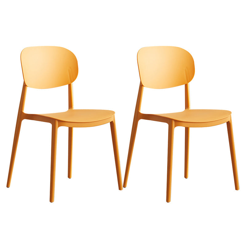 Scandinavian Plastic Kitchen Dining Chair Armless Open Back Chair Orange Set of 2 Clearhalo 'Dining Chairs' 'Dining Tables & Seating' 'dining_chair' 'Furniture' 'furniture_dining_chair' 'Kitchen & Dining Furniture' 4978806