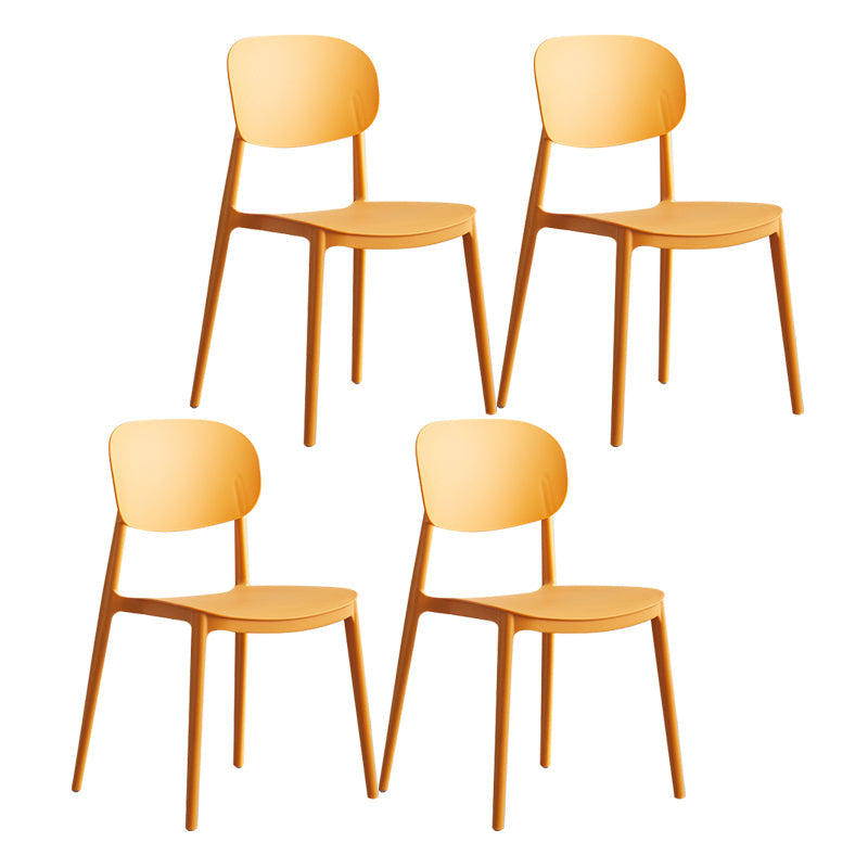 Scandinavian Plastic Kitchen Dining Chair Armless Open Back Chair Orange Set of 4 Clearhalo 'Dining Chairs' 'Dining Tables & Seating' 'dining_chair' 'Furniture' 'furniture_dining_chair' 'Kitchen & Dining Furniture' 4978807