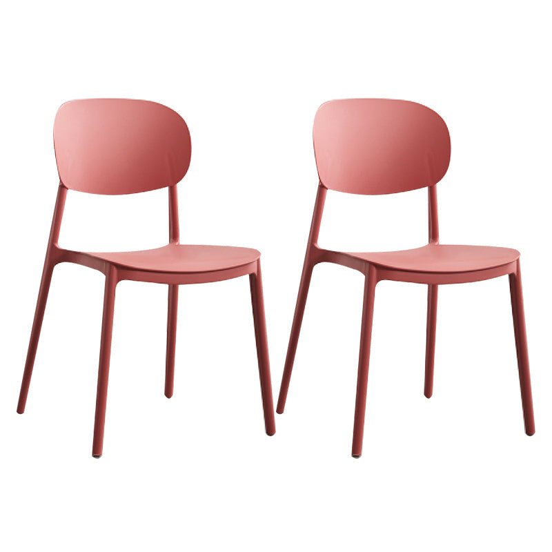 Scandinavian Plastic Kitchen Dining Chair Armless Open Back Chair Burgundy Set of 2 Clearhalo 'Dining Chairs' 'Dining Tables & Seating' 'dining_chair' 'Furniture' 'furniture_dining_chair' 'Kitchen & Dining Furniture' 4978808