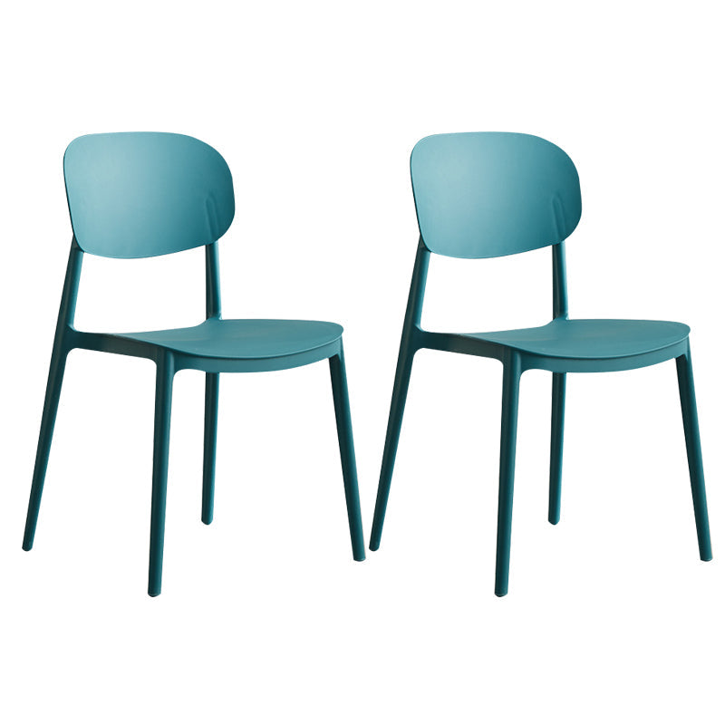 Scandinavian Plastic Kitchen Dining Chair Armless Open Back Chair Peacock Blue Set of 2 Clearhalo 'Dining Chairs' 'Dining Tables & Seating' 'dining_chair' 'Furniture' 'furniture_dining_chair' 'Kitchen & Dining Furniture' 4978810