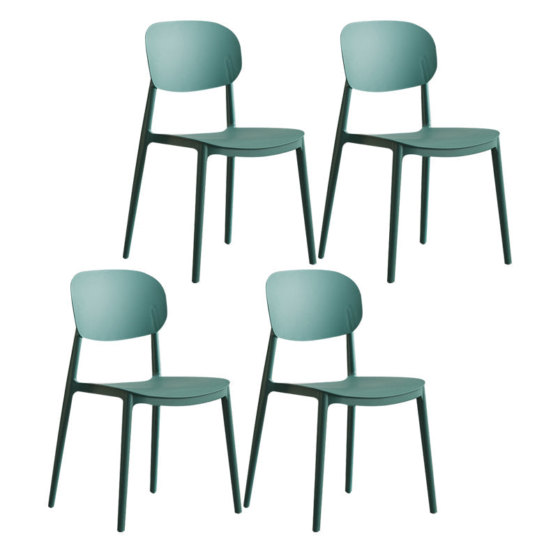 Scandinavian Plastic Kitchen Dining Chair Armless Open Back Chair Blackish Green Set of 4 Clearhalo 'Dining Chairs' 'Dining Tables & Seating' 'dining_chair' 'Furniture' 'furniture_dining_chair' 'Kitchen & Dining Furniture' 4978813