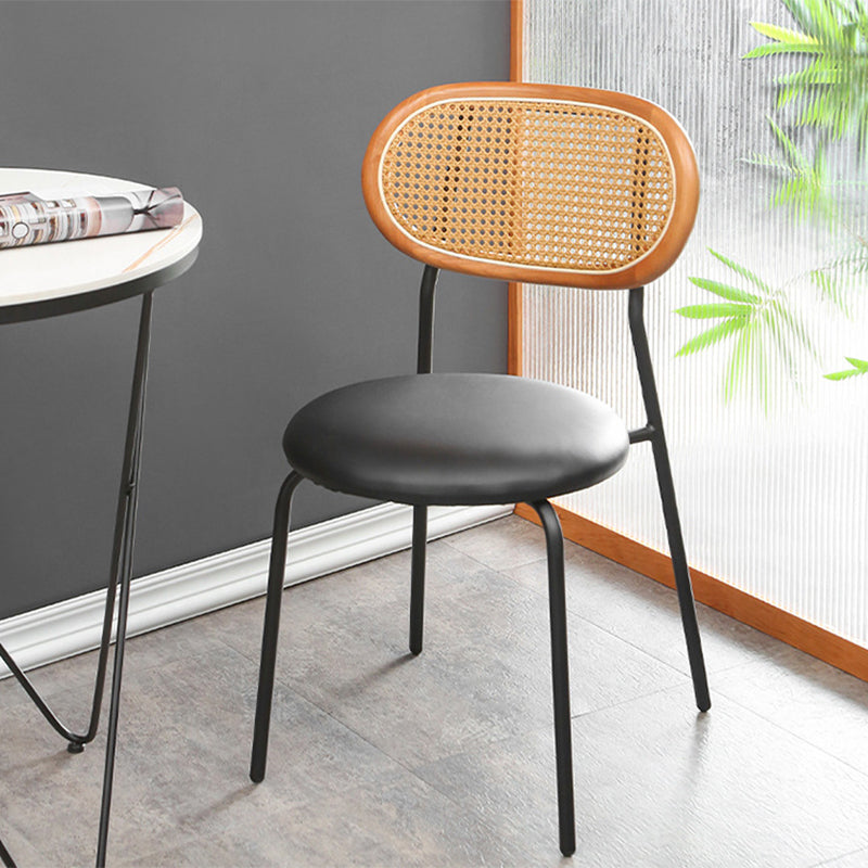 Glam Style PU Leather Chair Cane Back Armless Dining Chair for Indoor Clearhalo 'Dining Chairs' 'Dining Tables & Seating' 'dining_chair' 'furn' 'furn_dining_chair' 'Furniture' 'furniture_dining_chair' 'Kitchen & Dining Furniture' 4978815