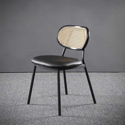 Glam Style PU Leather Chair Cane Back Armless Dining Chair for Indoor Black 1 Piece Clearhalo 'Dining Chairs' 'Dining Tables & Seating' 'dining_chair' 'furn' 'furn_dining_chair' 'Furniture' 'furniture_dining_chair' 'Kitchen & Dining Furniture' 4978816