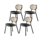 Glam Style PU Leather Chair Cane Back Armless Dining Chair for Indoor Black 4 Piece Set Clearhalo 'Dining Chairs' 'Dining Tables & Seating' 'dining_chair' 'furn' 'furn_dining_chair' 'Furniture' 'furniture_dining_chair' 'Kitchen & Dining Furniture' 4978819