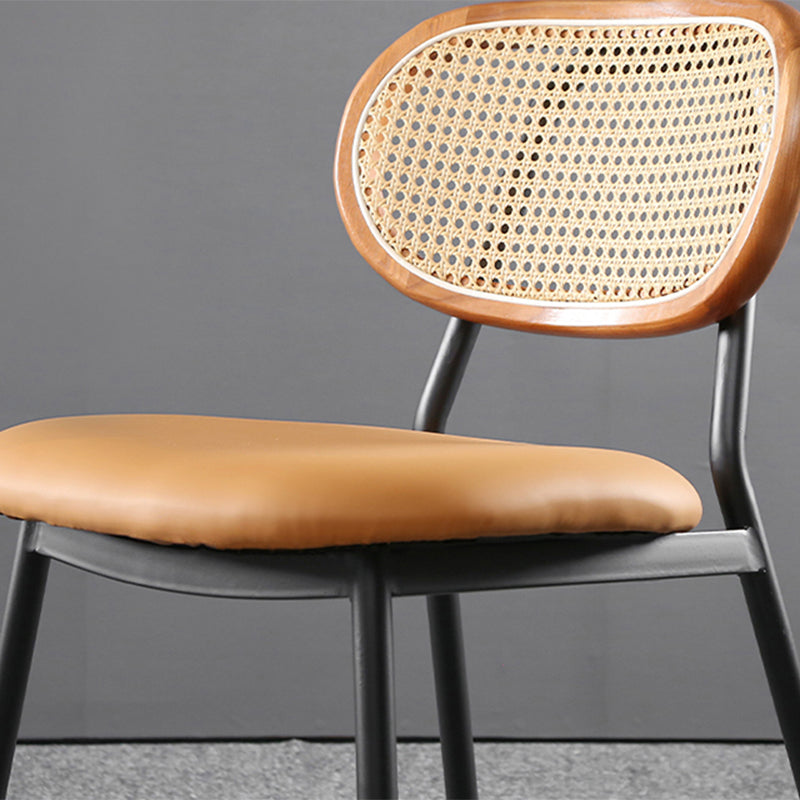 Glam Style PU Leather Chair Cane Back Armless Dining Chair for Indoor Clearhalo 'Dining Chairs' 'Dining Tables & Seating' 'dining_chair' 'furn' 'furn_dining_chair' 'Furniture' 'furniture_dining_chair' 'Kitchen & Dining Furniture' 4978825