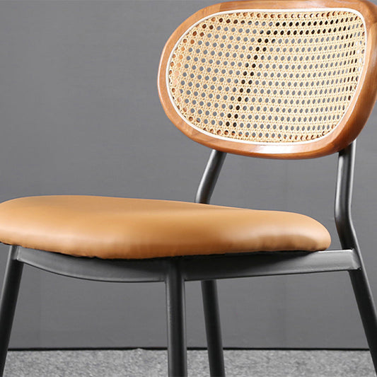 Glam Style PU Leather Chair Cane Back Armless Dining Chair for Indoor Clearhalo 'Dining Chairs' 'Dining Tables & Seating' 'dining_chair' 'furn' 'furn_dining_chair' 'Furniture' 'furniture_dining_chair' 'Kitchen & Dining Furniture' 4978825