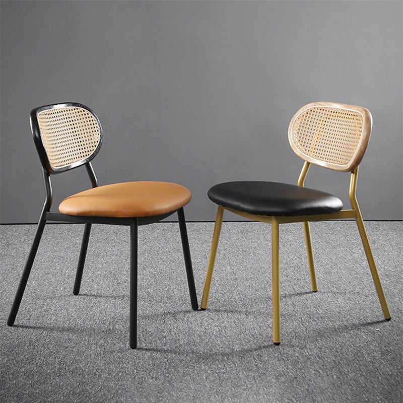 Glam Style PU Leather Chair Cane Back Armless Dining Chair for Indoor Clearhalo 'Dining Chairs' 'Dining Tables & Seating' 'dining_chair' 'furn' 'furn_dining_chair' 'Furniture' 'furniture_dining_chair' 'Kitchen & Dining Furniture' 4978834