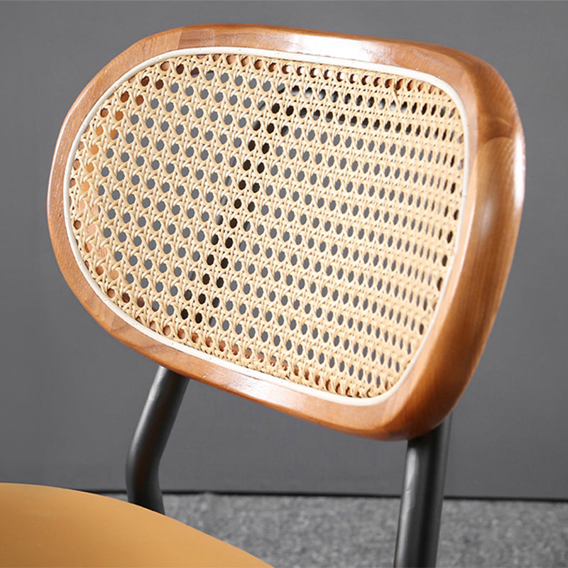 Glam Style PU Leather Chair Cane Back Armless Dining Chair for Indoor Clearhalo 'Dining Chairs' 'Dining Tables & Seating' 'dining_chair' 'furn' 'furn_dining_chair' 'Furniture' 'furniture_dining_chair' 'Kitchen & Dining Furniture' 4978835