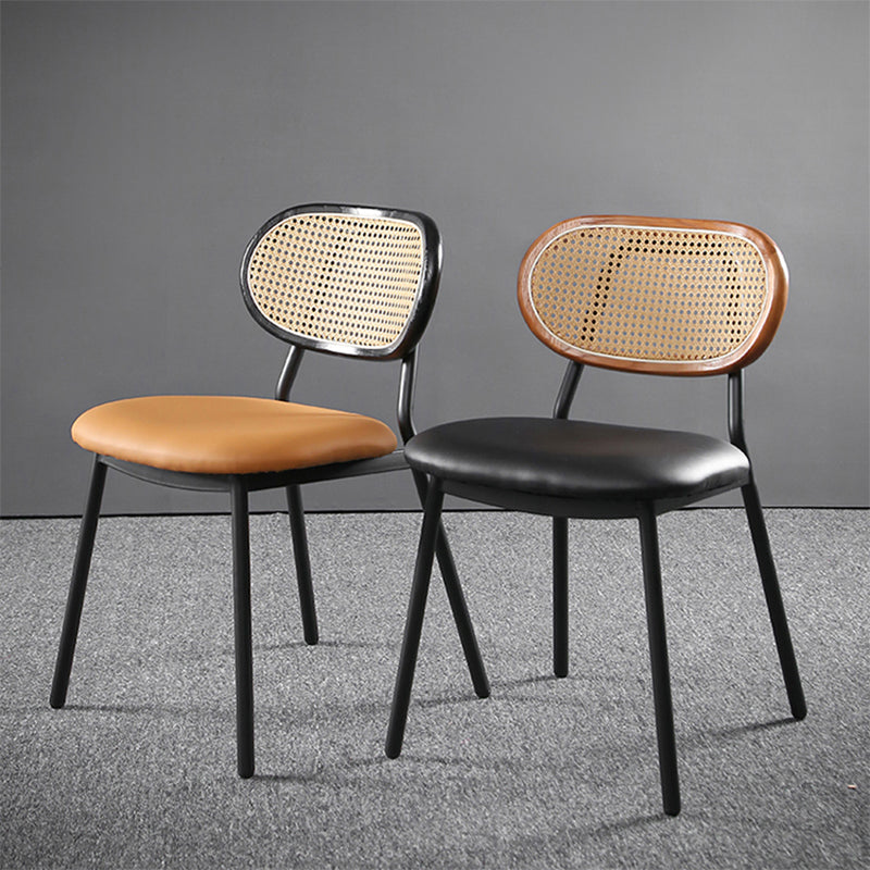 Glam Style PU Leather Chair Cane Back Armless Dining Chair for Indoor Clearhalo 'Dining Chairs' 'Dining Tables & Seating' 'dining_chair' 'furn' 'furn_dining_chair' 'Furniture' 'furniture_dining_chair' 'Kitchen & Dining Furniture' 4978838