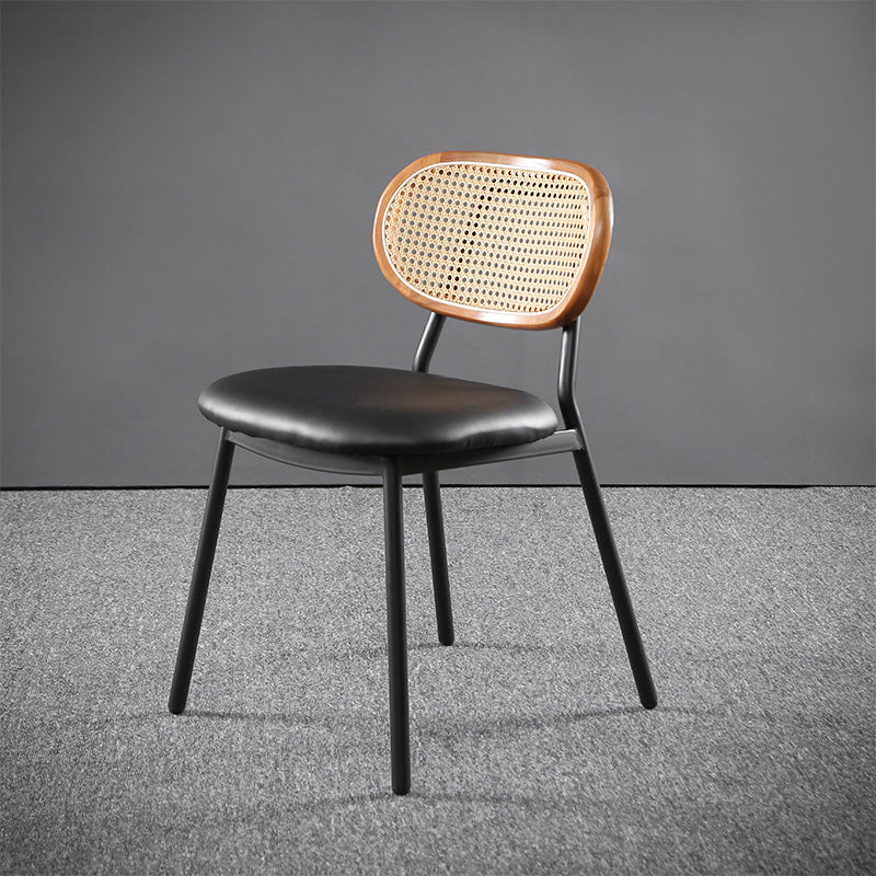 Glam Style PU Leather Chair Cane Back Armless Dining Chair for Indoor Brown Black 1 Piece Clearhalo 'Dining Chairs' 'Dining Tables & Seating' 'dining_chair' 'furn' 'furn_dining_chair' 'Furniture' 'furniture_dining_chair' 'Kitchen & Dining Furniture' 4978840