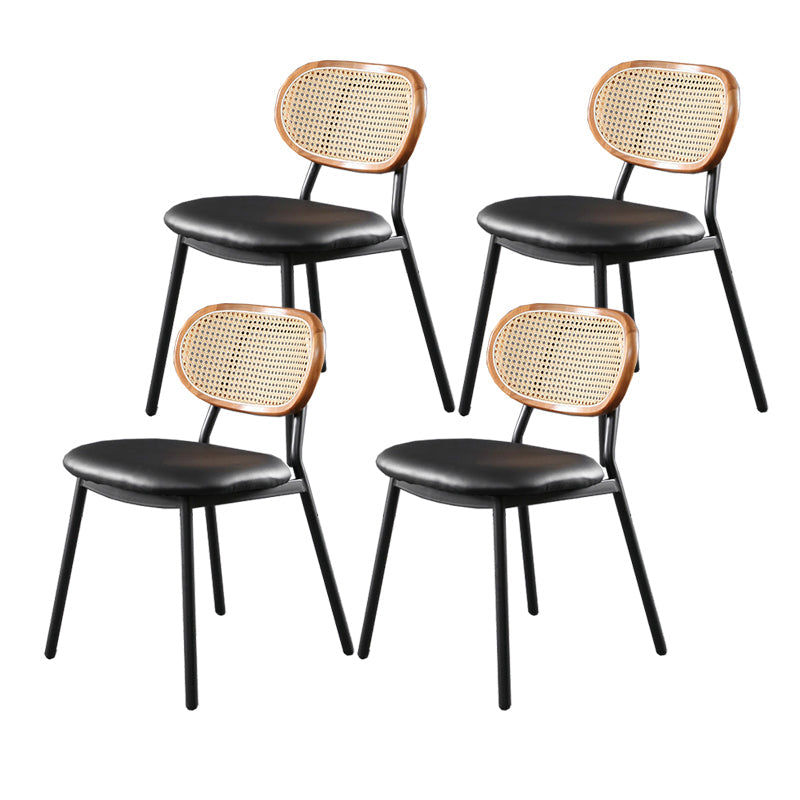 Glam Style PU Leather Chair Cane Back Armless Dining Chair for Indoor Brown Black 4 Piece Set Clearhalo 'Dining Chairs' 'Dining Tables & Seating' 'dining_chair' 'furn' 'furn_dining_chair' 'Furniture' 'furniture_dining_chair' 'Kitchen & Dining Furniture' 4978842