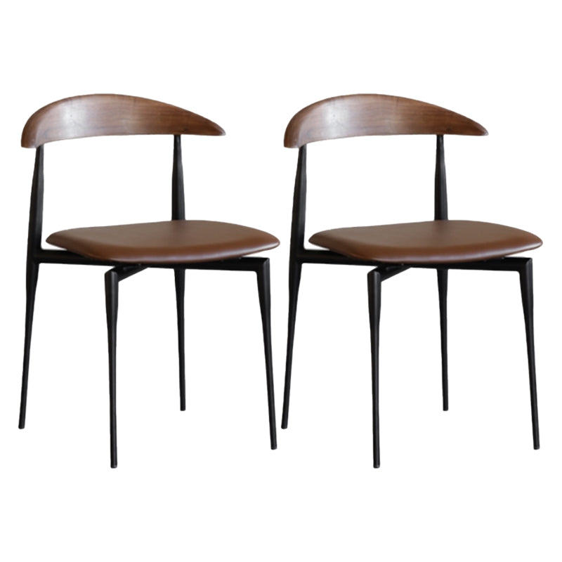 Modern Style Faux Leather Chair Open Back Armless Dining Chair Brown 2 Piece Set Clearhalo 'Dining Chairs' 'Dining Tables & Seating' 'dining_chair' 'furn' 'furn_dining_chair' 'Furniture' 'furniture_dining_chair' 'Kitchen & Dining Furniture' 4978871