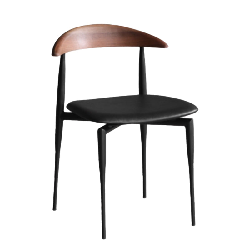 Modern Style Faux Leather Chair Open Back Armless Dining Chair Brown-Black 1 Piece Clearhalo 'Dining Chairs' 'Dining Tables & Seating' 'dining_chair' 'furn' 'furn_dining_chair' 'Furniture' 'furniture_dining_chair' 'Kitchen & Dining Furniture' 4978874