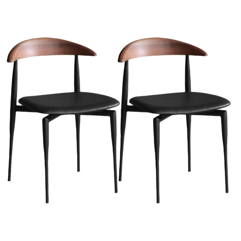 Modern Style Faux Leather Chair Open Back Armless Dining Chair Brown-Black 2 Piece Set Clearhalo 'Dining Chairs' 'Dining Tables & Seating' 'dining_chair' 'furn' 'furn_dining_chair' 'Furniture' 'furniture_dining_chair' 'Kitchen & Dining Furniture' 4978877