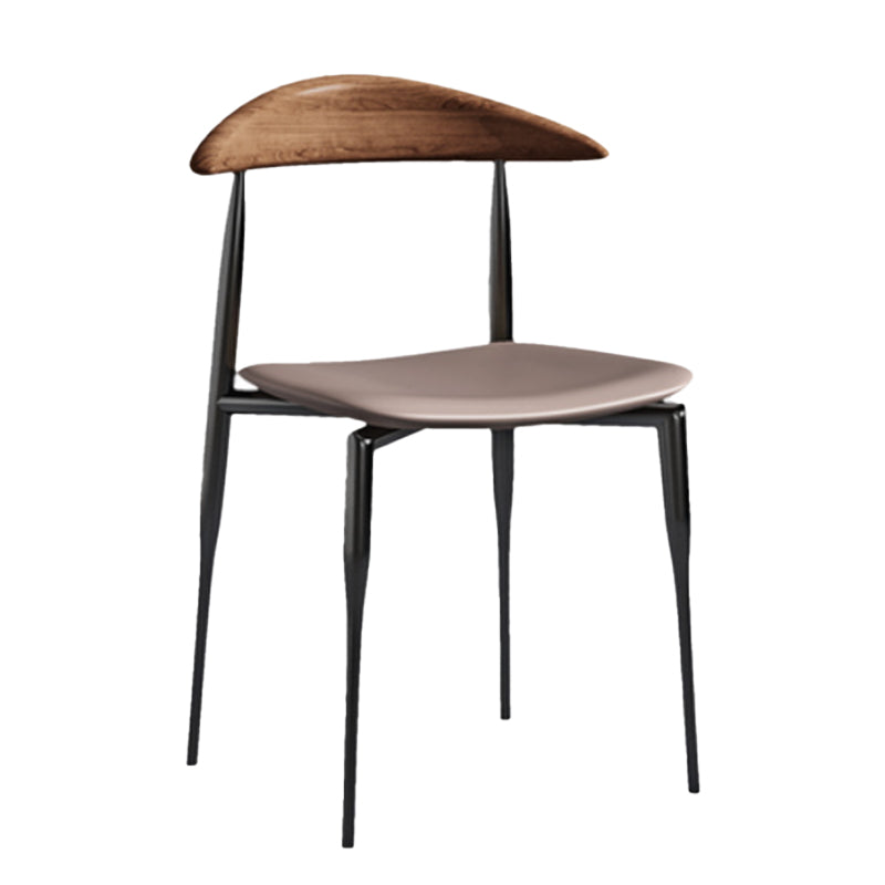 Modern Style Faux Leather Chair Open Back Armless Dining Chair Brown-Grey 1 Piece Clearhalo 'Dining Chairs' 'Dining Tables & Seating' 'dining_chair' 'furn' 'furn_dining_chair' 'Furniture' 'furniture_dining_chair' 'Kitchen & Dining Furniture' 4978881