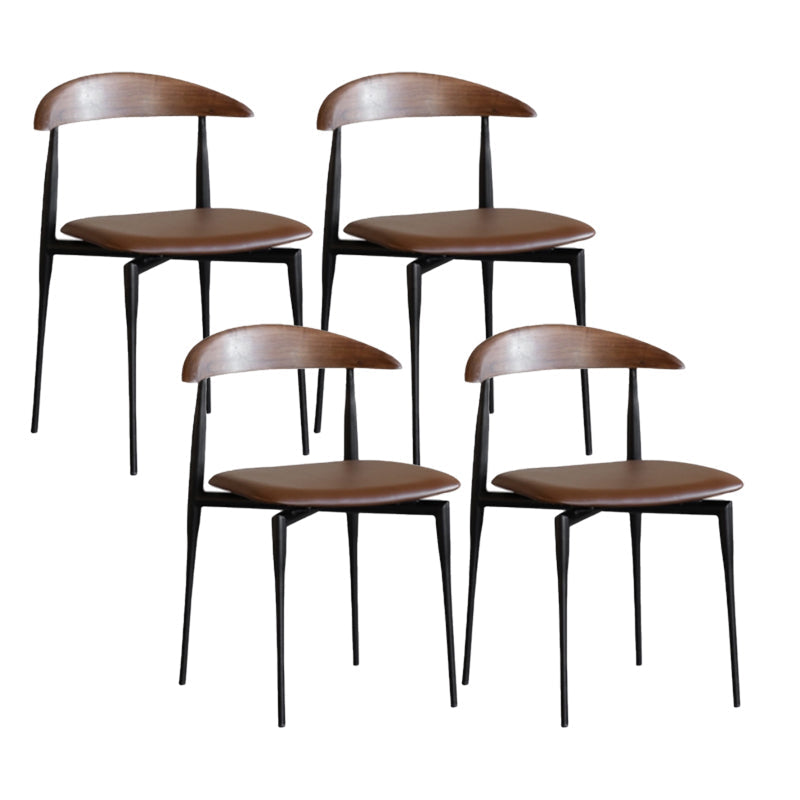 Modern Style Faux Leather Chair Open Back Stackable Dining Chair Brown 4 Piece Set Clearhalo 'Dining Chairs' 'Dining Tables & Seating' 'dining_chair' 'furn' 'furn_dining_chair' 'Furniture' 'furniture_dining_chair' 'Kitchen & Dining Furniture' 4978896