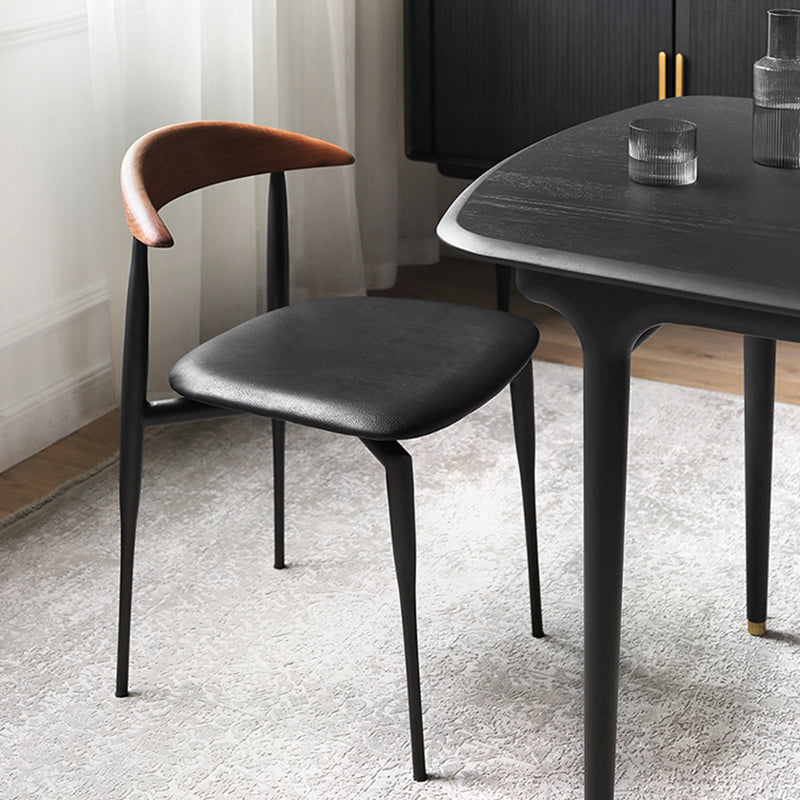 Modern Style Faux Leather Chair Open Back Stackable Dining Chair Clearhalo 'Dining Chairs' 'Dining Tables & Seating' 'dining_chair' 'furn' 'furn_dining_chair' 'Furniture' 'furniture_dining_chair' 'Kitchen & Dining Furniture' 4978898