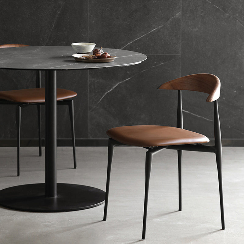 Modern Style Faux Leather Chair Open Back Stackable Dining Chair Clearhalo 'Dining Chairs' 'Dining Tables & Seating' 'dining_chair' 'furn' 'furn_dining_chair' 'Furniture' 'furniture_dining_chair' 'Kitchen & Dining Furniture' 4978915