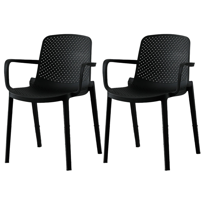 Plastic Contemporary Kitchen Dining Chair Arm Solid Back Chair Black 2 Piece Set Clearhalo 'Dining Chairs' 'Dining Tables & Seating' 'dining_chair' 'furn' 'furn_dining_chair' 'Furniture' 'furniture_dining_chair' 'Kitchen & Dining Furniture' 4978920