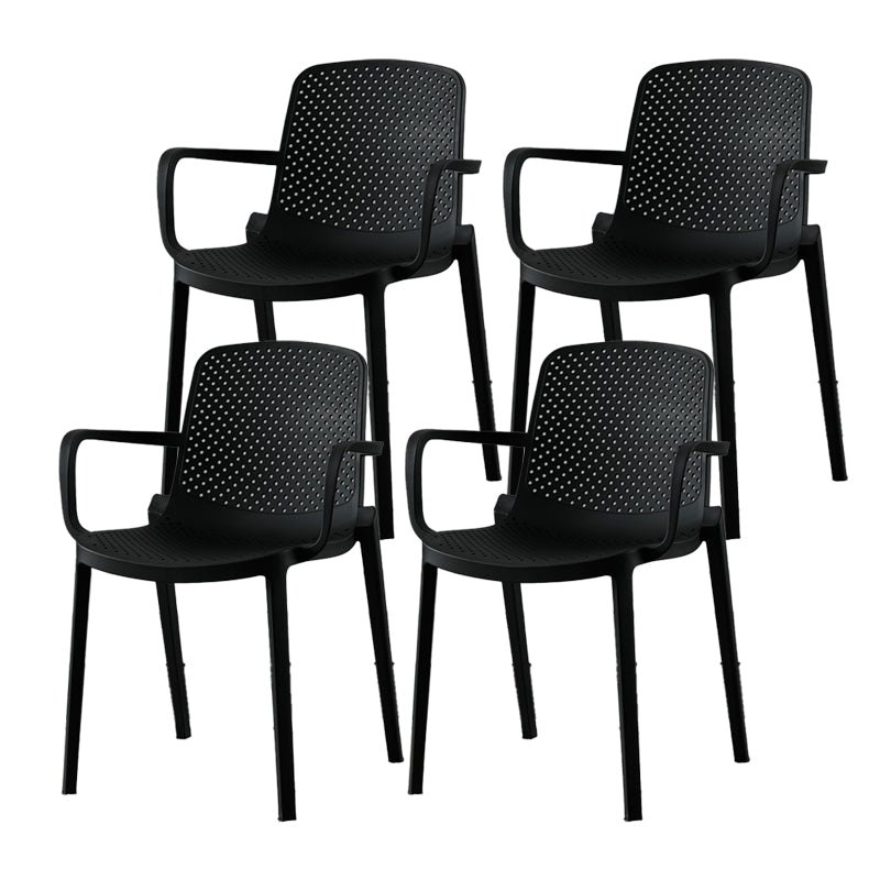 Plastic Contemporary Kitchen Dining Chair Arm Solid Back Chair Black 4 Piece Set Clearhalo 'Dining Chairs' 'Dining Tables & Seating' 'dining_chair' 'furn' 'furn_dining_chair' 'Furniture' 'furniture_dining_chair' 'Kitchen & Dining Furniture' 4978921