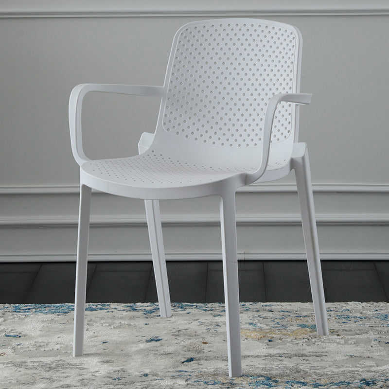 Plastic Contemporary Kitchen Dining Chair Arm Solid Back Chair White 1 Piece Clearhalo 'Dining Chairs' 'Dining Tables & Seating' 'dining_chair' 'furn' 'furn_dining_chair' 'Furniture' 'furniture_dining_chair' 'Kitchen & Dining Furniture' 4978930