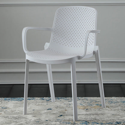 Plastic Contemporary Kitchen Dining Chair Arm Solid Back Chair White 1 Piece Clearhalo 'Dining Chairs' 'Dining Tables & Seating' 'dining_chair' 'furn' 'furn_dining_chair' 'Furniture' 'furniture_dining_chair' 'Kitchen & Dining Furniture' 4978930