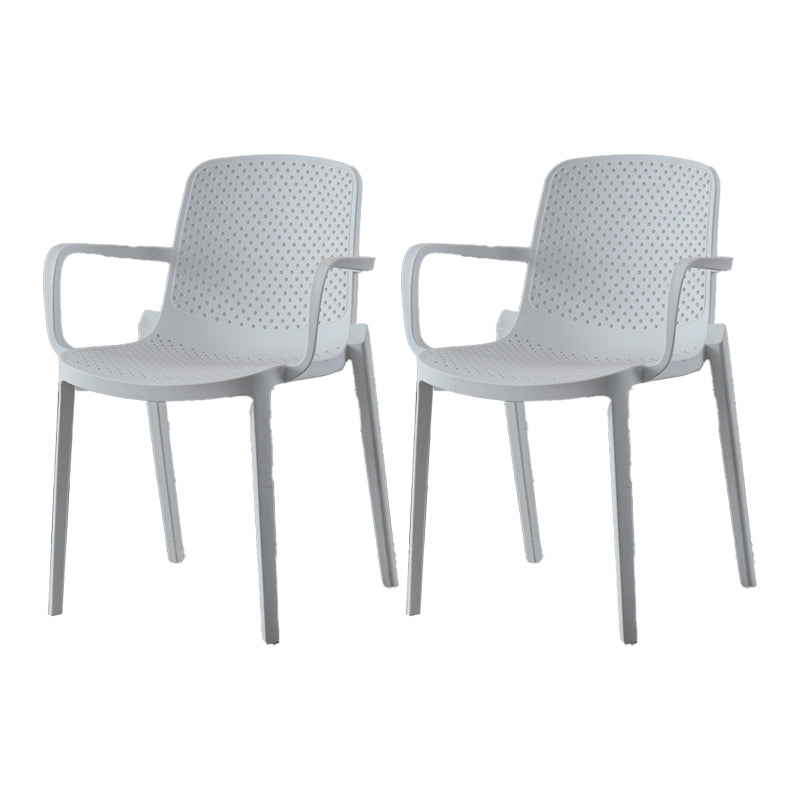 Plastic Contemporary Kitchen Dining Chair Arm Solid Back Chair White 2 Piece Set Clearhalo 'Dining Chairs' 'Dining Tables & Seating' 'dining_chair' 'furn' 'furn_dining_chair' 'Furniture' 'furniture_dining_chair' 'Kitchen & Dining Furniture' 4978932