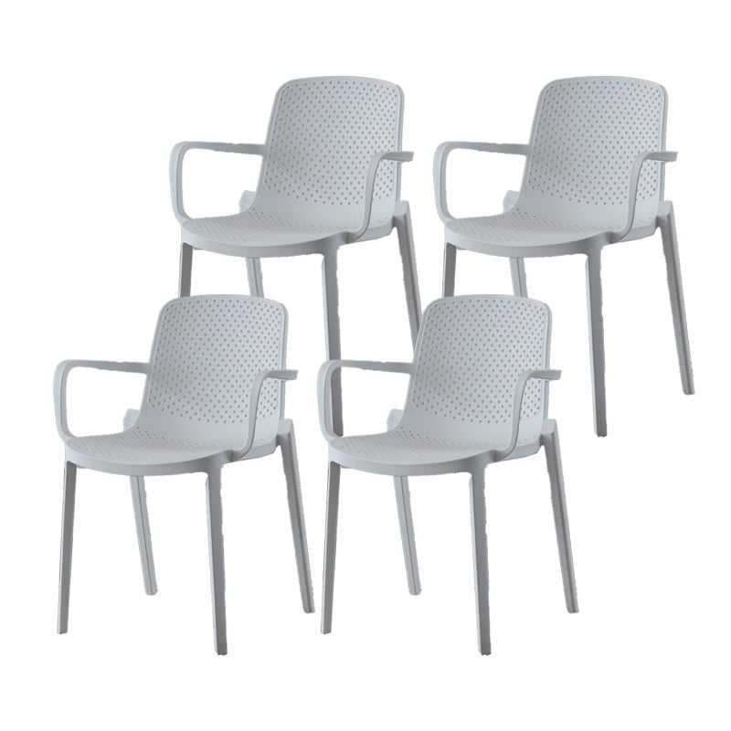 Plastic Contemporary Kitchen Dining Chair Arm Solid Back Chair White 4 Piece Set Clearhalo 'Dining Chairs' 'Dining Tables & Seating' 'dining_chair' 'furn' 'furn_dining_chair' 'Furniture' 'furniture_dining_chair' 'Kitchen & Dining Furniture' 4978934