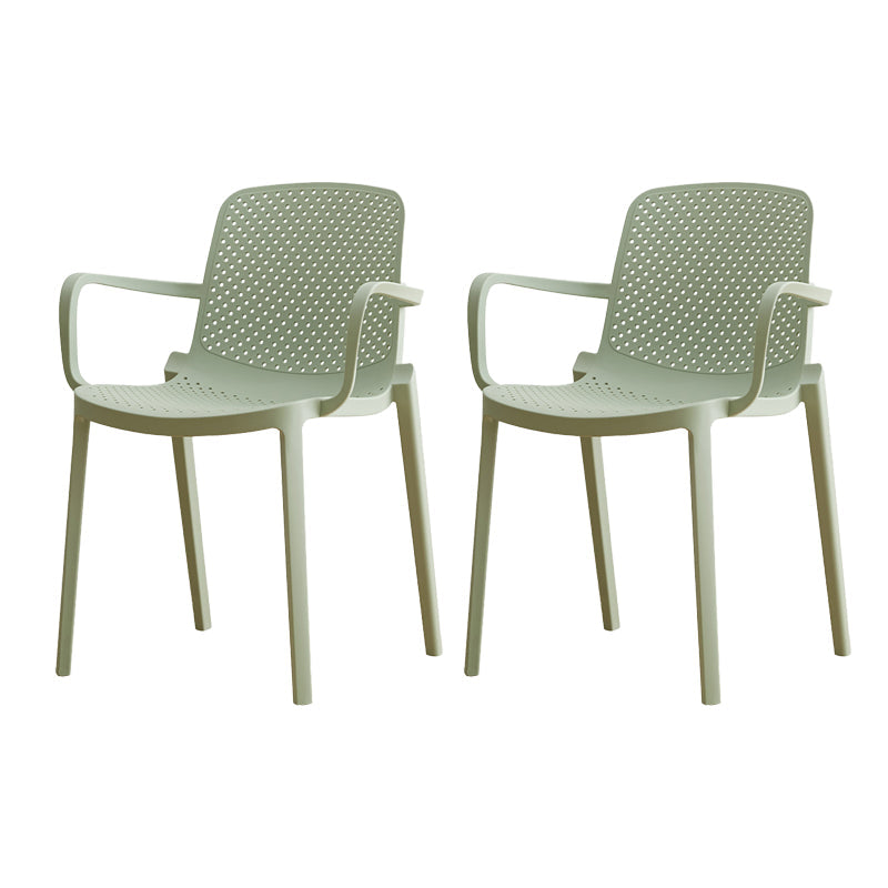 Plastic Contemporary Kitchen Dining Chair Arm Solid Back Chair Green 2 Piece Set Clearhalo 'Dining Chairs' 'Dining Tables & Seating' 'dining_chair' 'furn' 'furn_dining_chair' 'Furniture' 'furniture_dining_chair' 'Kitchen & Dining Furniture' 4978941