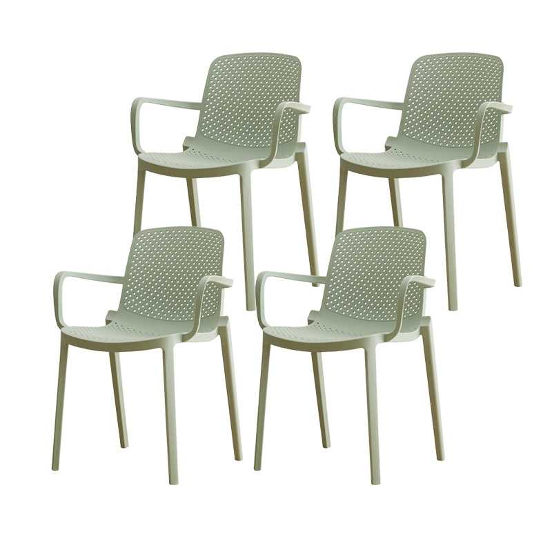 Plastic Contemporary Kitchen Dining Chair Arm Solid Back Chair Green 4 Piece Set Clearhalo 'Dining Chairs' 'Dining Tables & Seating' 'dining_chair' 'furn' 'furn_dining_chair' 'Furniture' 'furniture_dining_chair' 'Kitchen & Dining Furniture' 4978942