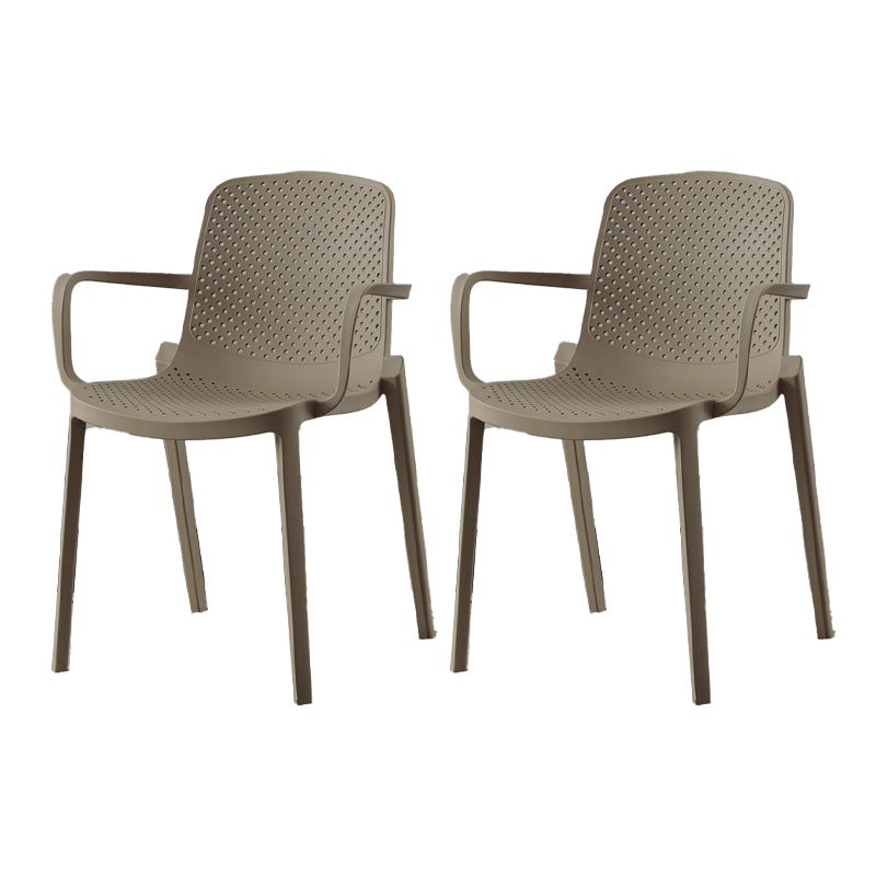 Plastic Contemporary Kitchen Dining Chair Arm Solid Back Chair Camel 2 Piece Set Clearhalo 'Dining Chairs' 'Dining Tables & Seating' 'dining_chair' 'furn' 'furn_dining_chair' 'Furniture' 'furniture_dining_chair' 'Kitchen & Dining Furniture' 4978944