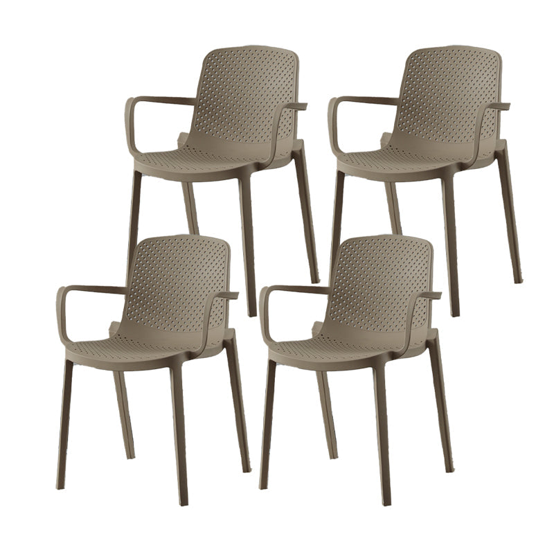 Plastic Contemporary Kitchen Dining Chair Arm Solid Back Chair Camel 4 Piece Set Clearhalo 'Dining Chairs' 'Dining Tables & Seating' 'dining_chair' 'furn' 'furn_dining_chair' 'Furniture' 'furniture_dining_chair' 'Kitchen & Dining Furniture' 4978945