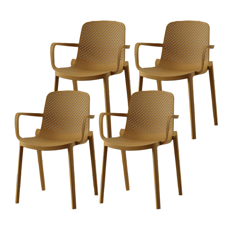 Plastic Contemporary Kitchen Dining Chair Arm Solid Back Chair Ginger 4 Piece Set Clearhalo 'Dining Chairs' 'Dining Tables & Seating' 'dining_chair' 'furn' 'furn_dining_chair' 'Furniture' 'furniture_dining_chair' 'Kitchen & Dining Furniture' 4978948