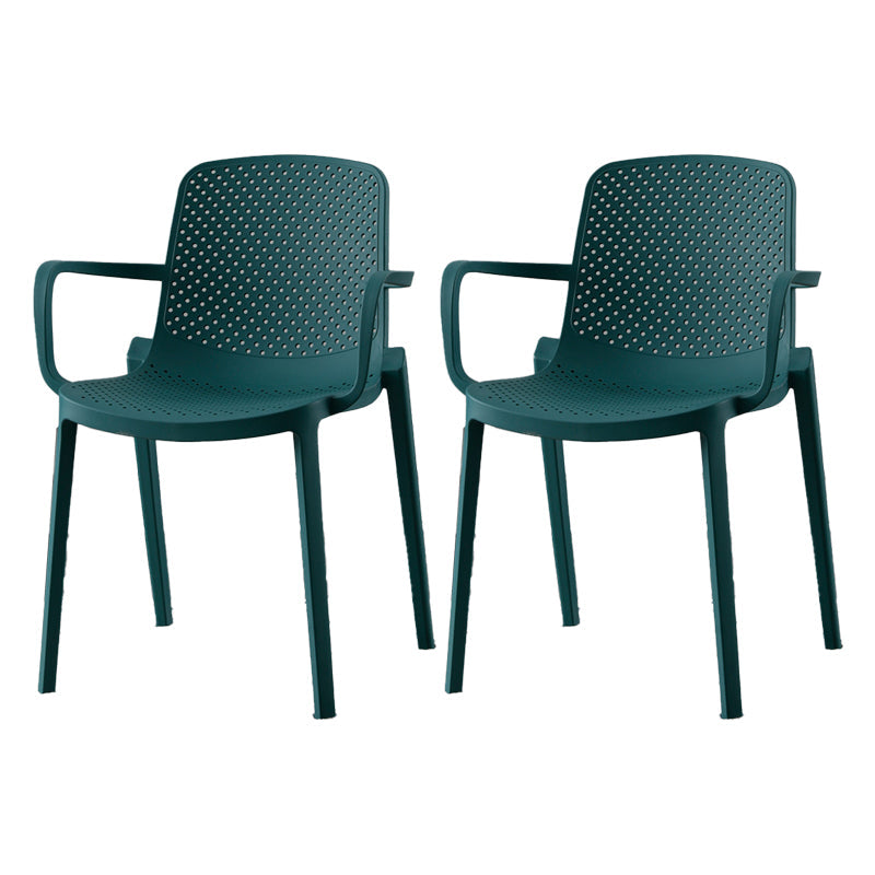 Plastic Contemporary Kitchen Dining Chair Arm Solid Back Chair Peacock Blue 2 Piece Set Clearhalo 'Dining Chairs' 'Dining Tables & Seating' 'dining_chair' 'furn' 'furn_dining_chair' 'Furniture' 'furniture_dining_chair' 'Kitchen & Dining Furniture' 4978950