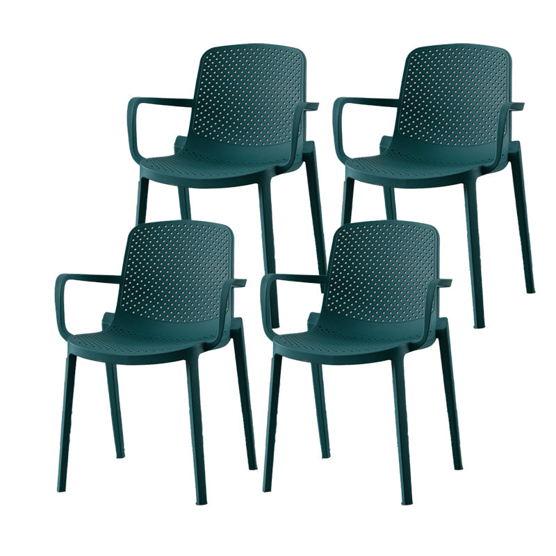 Plastic Contemporary Kitchen Dining Chair Arm Solid Back Chair Peacock Blue 4 Piece Set Clearhalo 'Dining Chairs' 'Dining Tables & Seating' 'dining_chair' 'furn' 'furn_dining_chair' 'Furniture' 'furniture_dining_chair' 'Kitchen & Dining Furniture' 4978951