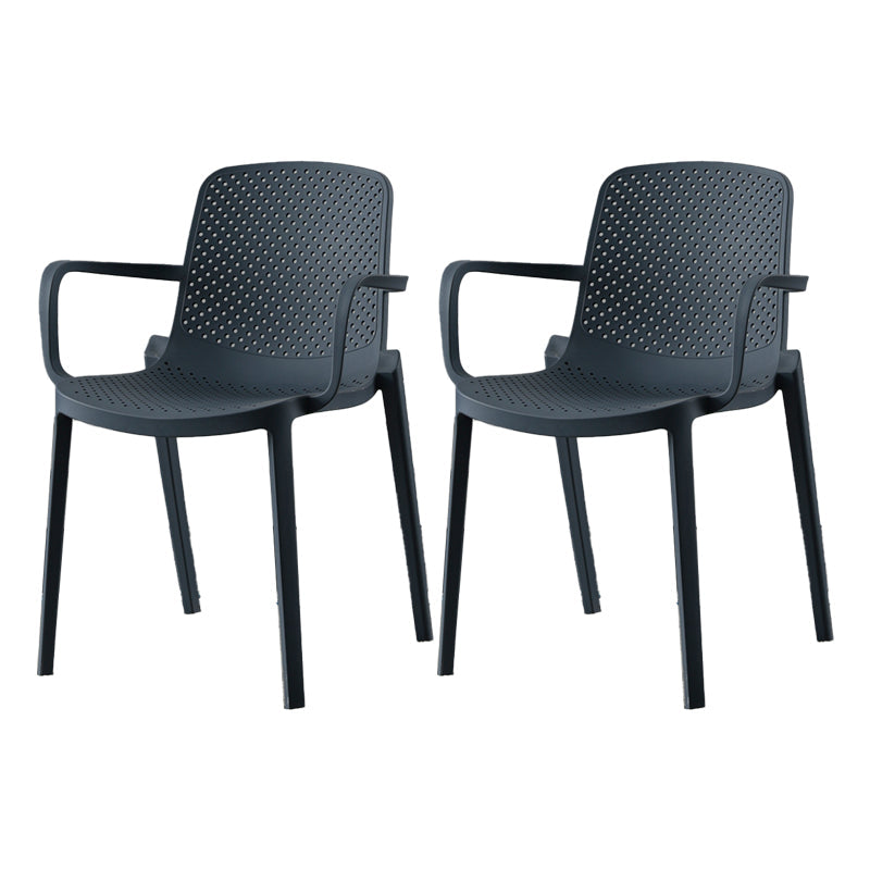 Plastic Contemporary Kitchen Dining Chair Arm Solid Back Chair Gray-Blue 2 Piece Set Clearhalo 'Dining Chairs' 'Dining Tables & Seating' 'dining_chair' 'furn' 'furn_dining_chair' 'Furniture' 'furniture_dining_chair' 'Kitchen & Dining Furniture' 4978953