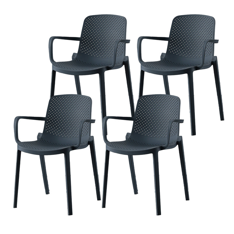 Plastic Contemporary Kitchen Dining Chair Arm Solid Back Chair Gray-Blue 4 Piece Set Clearhalo 'Dining Chairs' 'Dining Tables & Seating' 'dining_chair' 'furn' 'furn_dining_chair' 'Furniture' 'furniture_dining_chair' 'Kitchen & Dining Furniture' 4978954