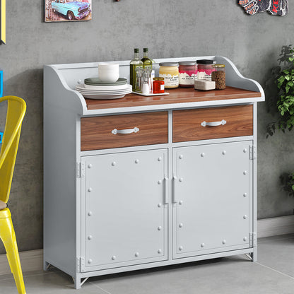 Pine Wood Dining Room Sideboard Cabinet Glam Credenza with Drawers and Storage White Clearhalo 'buffet_sideboard' 'Buffets & Sideboards' 'furn' 'furn_buffet_sideboard' 'Furniture' 'furniture_buffet_sideboard' 'Kitchen & Dining Furniture' 4979050