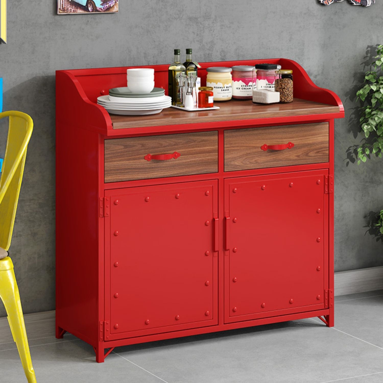 Pine Wood Dining Room Sideboard Cabinet Glam Credenza with Drawers and Storage Clearhalo 'buffet_sideboard' 'Buffets & Sideboards' 'furn' 'furn_buffet_sideboard' 'Furniture' 'furniture_buffet_sideboard' 'Kitchen & Dining Furniture' 4979055