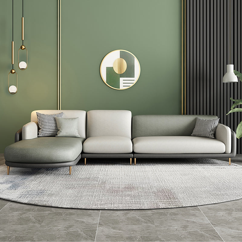 Ultra-Modern Pillow Top Arm Sofa Green and White Couch for Apartment 132"L x 71"W x 35"H Left Memory Foam Clearhalo 'furn' 'furn_sofas' 'Furniture' 'furniture_sofas' 'Living Room Furniture' 'Sofa' 'sofas' 4981897