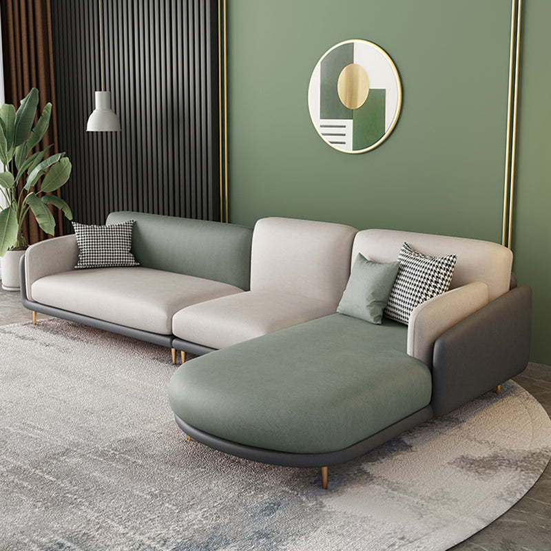 Ultra-Modern Pillow Top Arm Sofa Green and White Couch for Apartment 132"L x 71"W x 35"H Right Latex Clearhalo 'furn' 'furn_sofas' 'Furniture' 'furniture_sofas' 'Living Room Furniture' 'Sofa' 'sofas' 4981899