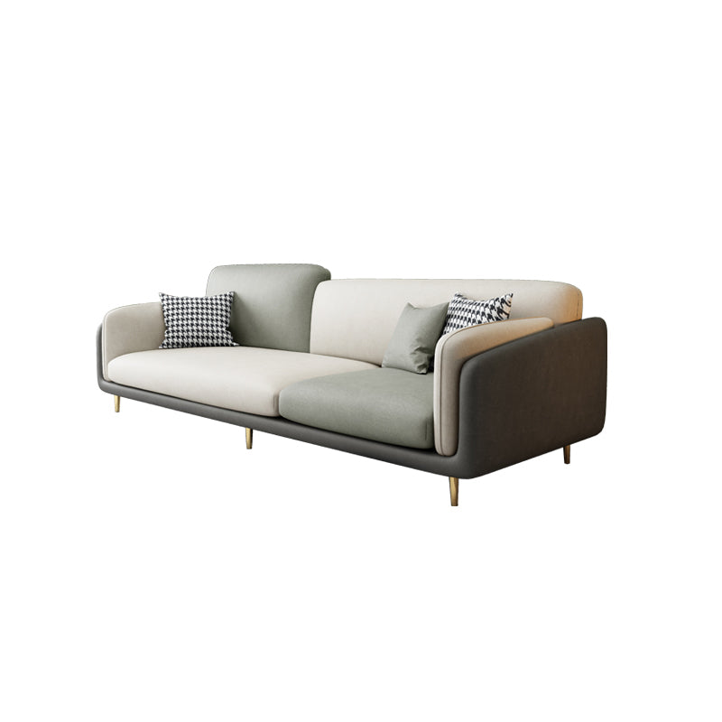 Ultra-Modern Pillow Top Arm Sofa Green and White Couch for Apartment 85"L x 35"W x 35"H Horizontal Clearhalo 'furn' 'furn_sofas' 'Furniture' 'furniture_sofas' 'Living Room Furniture' 'Sofa' 'sofas' 4981900