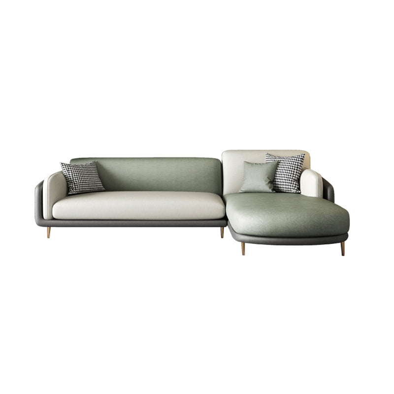 Ultra-Modern Pillow Top Arm Sofa Green and White Couch for Apartment 102"L x 71"W x 35"H Right Clearhalo 'furn' 'furn_sofas' 'Furniture' 'furniture_sofas' 'Living Room Furniture' 'Sofa' 'sofas' 4981903