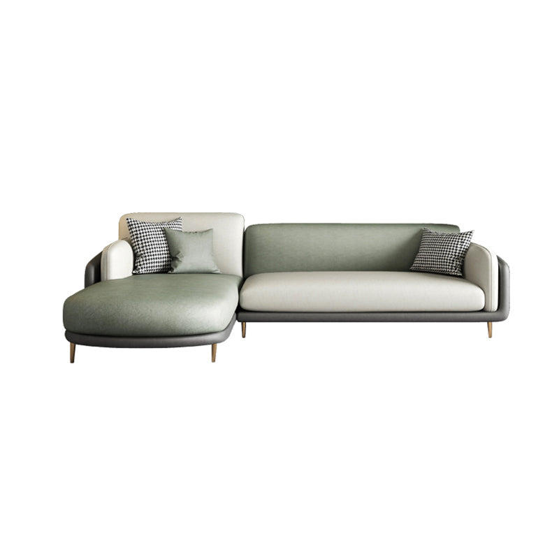 Ultra-Modern Pillow Top Arm Sofa Green and White Couch for Apartment 102"L x 71"W x 35"H Left Clearhalo 'furn' 'furn_sofas' 'Furniture' 'furniture_sofas' 'Living Room Furniture' 'Sofa' 'sofas' 4981904