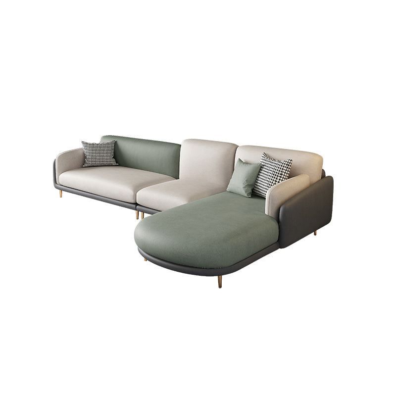 Ultra-Modern Pillow Top Arm Sofa Green and White Couch for Apartment 132"L x 71"W x 35"H Right Memory Foam Clearhalo 'furn' 'furn_sofas' 'Furniture' 'furniture_sofas' 'Living Room Furniture' 'Sofa' 'sofas' 4981909