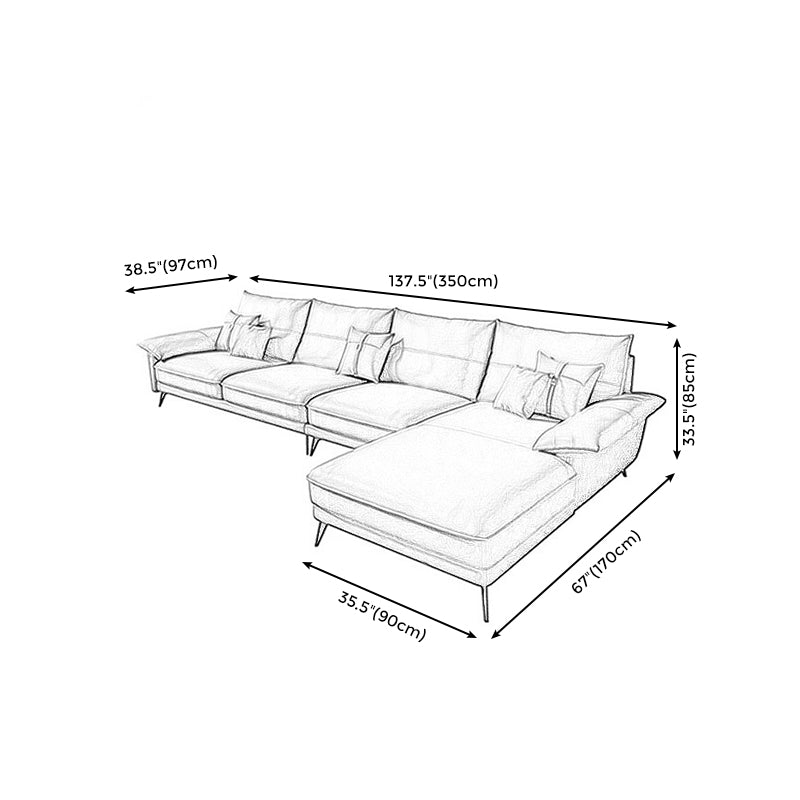 Brown Genuine Leather Sectional Sofa Set Pillow Top Arm Sectionals Couch with Pillows Clearhalo 'Furniture' 'furniture_sectionals' 'Living Room Furniture' 'Sectionals' 4981947