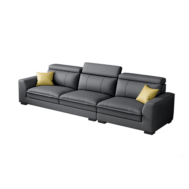 Square Arm Dark Gray Cushion Back Storage Faux Leather L-Shape Sofa 98"L x 35.5"W x 35.5"H Clearhalo 'furn' 'furn_sectionals' 'Furniture' 'furniture_sectionals' 'Living Room Furniture' 'Sectionals' 4981954