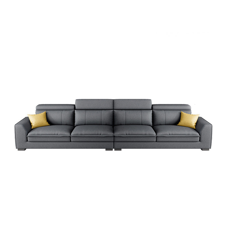 Square Arm Dark Gray Cushion Back Storage Faux Leather L-Shape Sofa 126"L x 35.5"W x 35.5"H Clearhalo 'furn' 'furn_sectionals' 'Furniture' 'furniture_sectionals' 'Living Room Furniture' 'Sectionals' 4981955