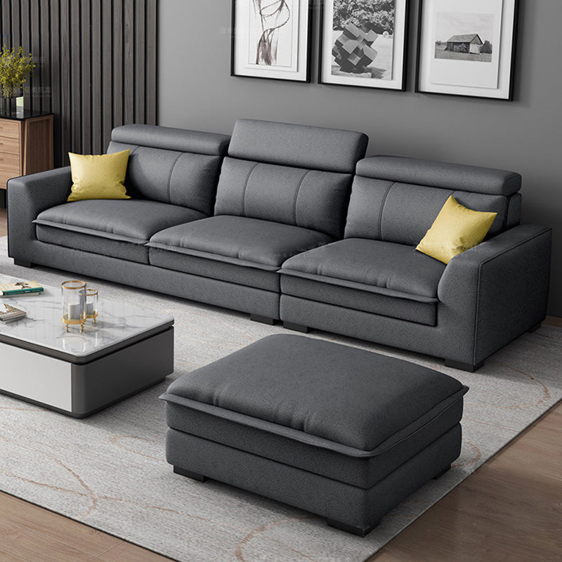 Square Arm Dark Gray Cushion Back Storage Faux Leather L-Shape Sofa Clearhalo 'furn' 'furn_sectionals' 'Furniture' 'furniture_sectionals' 'Living Room Furniture' 'Sectionals' 4981956